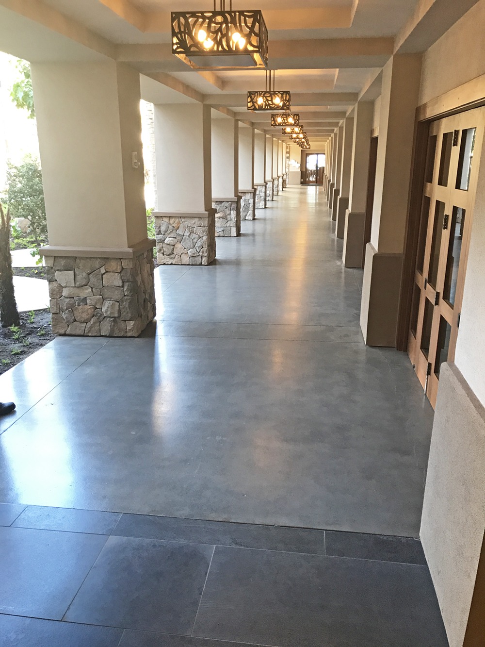 Concrete Water-Based Stain Hotel Exterior Walkway