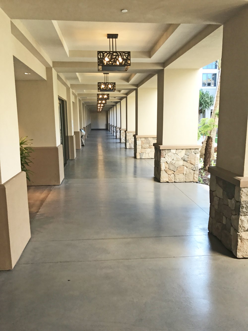 Concrete Water-Based Stain Hotel Exterior Walkway